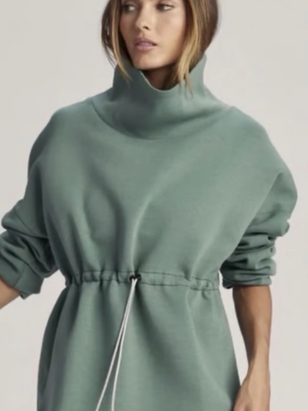 Varley Sage Green Drawcord Turtleneck Sweatshirt